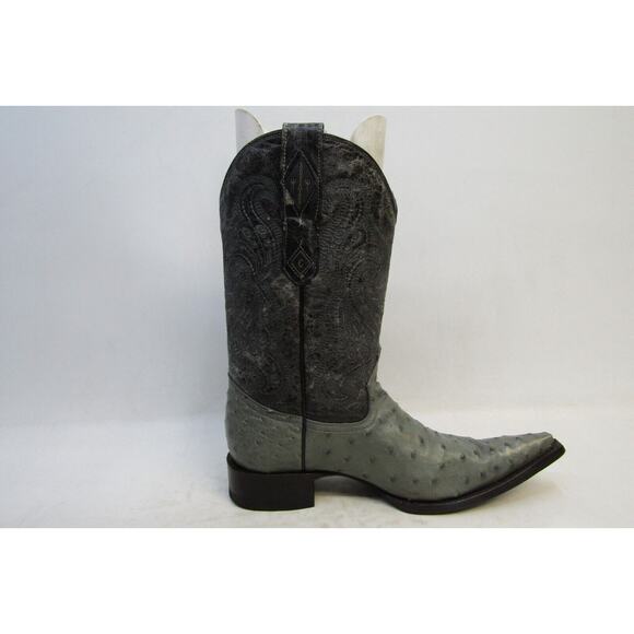 Correcaminos Mens Size 9 Black Leather Gray Smooth Ostrich Cowboy Boots main image 5